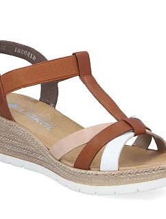 Hnědé dámské sandály na platformě Rieker 61995-81