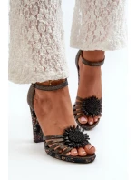 Dámské sandály na podpatku s ozdobou Maciejka 06620-20 grafitové