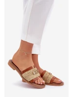 Kožené Pantofle S Dekorativním Detailem A Pletením Hnědé Zazoo 40426 Kožené Pantofle S Dekorativním Detailem A Pletením Hnědé Zazoo 40426