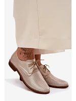Kožené dámské elegantní šněrovací polobotky Zazoo 4238 Zlaté