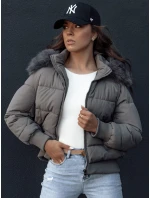 Dámská prošívaná zimní bunda s kožešinou COLDPACK tmavě šedá FashionStreet TY4428
