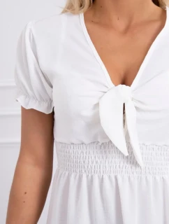 Šaty s vázaným výstřihem do V ecru