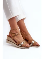 Dámské sandály na klínku s proutěním hnědé Starlenna