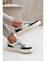 Dámské Nízké Tenisky Z Eko Kůže Big Star OO274028 Bílá-Šedá