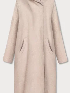 Světle béžový dlouhý přehoz přes oblečení s kapucí (B6010-51)