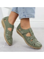 Dámská pohodlná prolamovaná obuv na suchý zip zelená Rieker 44852-52