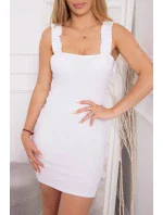 Šaty bez ramínek s volánkem bílé Šaty bez ramínek s volánkem bílé