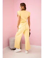 Komplet asymetrická halenka + kalhoty žlutý