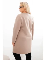 Dámské šaty Plus Size máslové s kapsou a rukávem 3/4 camelový