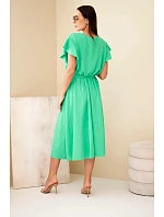Dámské zavinovací midi šaty s páskem a krátkým rukávem světle zelená Dámské zavinovací midi šaty s páskem a krátkým rukávem světle zelená