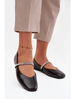 Dámské baleríny s lesklými pásky černé Ilirene