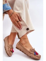 Semišové Mokasíny S Mašlí A Třásněmi Tmavě béžová Dorine Semišové Mokasíny S Mašlí A Třásněmi Tmavě béžová Dorine