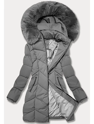 Dámská plus size zimní bunda do půli stehen S'west grey dark (B8306-70)
