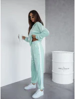 Dámský velurový teplákový komplet v mátové barvě s lampasy (508) Dámský velurový teplákový komplet v mátové barvě s lampasy (508)