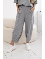 Bavlněný komplet halenka + kalhoty tmavě šedá