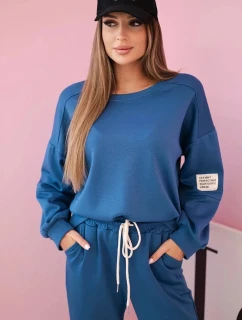 Komplet teplákové + kalhoty máslová látka denim