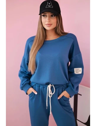 Komplet teplákové + kalhoty máslová látka denim