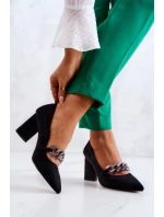 Semišové lodičky S řetízkem černý Alamoss