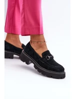 Masivní dámské nášlapné boty z semiše černé Neloria