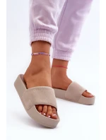 Dámské žabky na platformě z semiše Big Star NN274A671 béžové