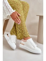 Nízké Dámské Tenisky Na Platformě Z Eko Kůže Bílo-Růžové Nevelena