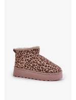 Dámské sněhule s leopardím vzorem na platformě zateplené kožíškem hnědé Xamella