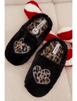 Dámské chlupaté papuče srdíčka – černé Amandra