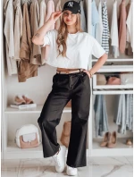 Dámské kalhoty s širokými nohavicemi MOBISKA black FashionStreet UY2621