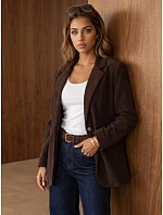 Dámská čokoládová kordová bunda FashionStreet PY0157 Dámská čokoládová kordová bunda FashionStreet PY0157