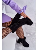 Dámské semišové kozačky na vysokém podpatku Světle černé Ramira