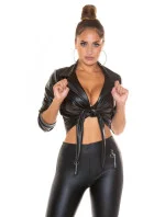 Sexy oříznutá halenka Kunstleder T2880 černá - Koucla Sexy oříznutá halenka Kunstleder T2880 černá - Koucla