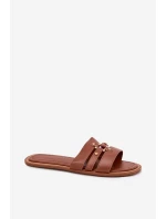 Plážové Dámské Pantofle Se Zlatým Detailem Camel Noroti