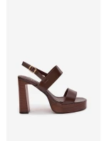 Dámské sandály na podpatku a platformě Ekologická kůže Čokoládové Hanelia