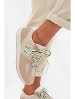 Dámské Tenisky Béžové s Ozdobným Šněrováním Henira