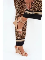 Dámské lakované sandály na klínku Nude Vliraya