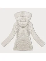 Dámská prošívaná bunda v barvě ecru s kapucí J Style (16M9238-280)