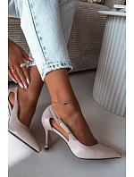 Podpatky s výřezy a zlatou sponou Vinceza 62288 Světle šedé