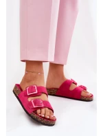 Dámské sandály s průhlednými prvky na korkové podrážce fuchsie Sercele
