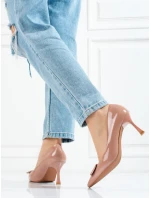 Jedinečné  lodičky dámské hnědé na jehlovém podpatku