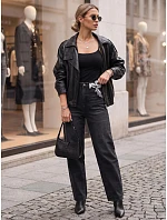 Dámské džíny s vysokým pasem a balónovým střihem, černé, FashionStreet UY3131 Dámské džíny s vysokým pasem a balónovým střihem, černé, FashionStreet UY3131