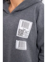 Mikina s kapucí a nášivkami grafitová Mikina s kapucí a nášivkami grafitová