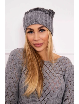Čepice Paris z fleecu K213 tmavě šedá+černá Čepice Paris z fleecu K213 tmavě šedá+černá