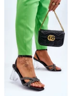 Kožené Sandály Na Průhledné Bar černé Randy