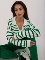 Zeleno/ecru úpletový dámský pruhovaný komplet (0610) Zeleno/ecru úpletový dámský pruhovaný komplet (0610)