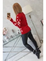 Vánoční svetr s medvídkem červený