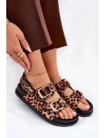 Dámské Sandály S Přezkami V Panteře Hnědé Seladith