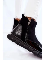 Semišové Dámské Kozačky Tenisky Černe Anita