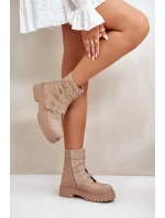 Zateplené Dámské Kotníkové Boty s Ozdobou Béžové Ciascia