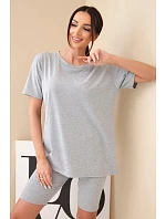 Dámský bavlněný komplet s krátkým rukávem a šortkami žlutý Dámský bavlněný komplet s krátkým rukávem a šortkami žlutý