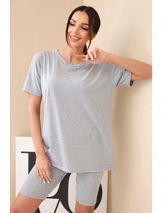 Dámský bavlněný komplet s krátkým rukávem a šortkami žlutý Dámský bavlněný komplet s krátkým rukávem a šortkami žlutý